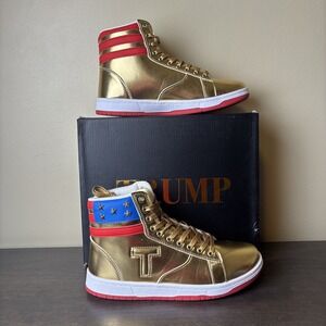 Trump Gold High Top "Trump 1's"  Sneakers Size 7 Donald Trump MAGA USA Shoes